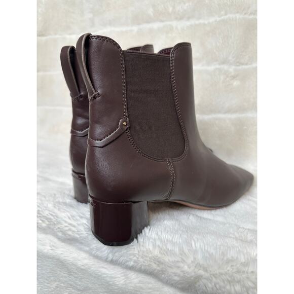 Franco Sarto 8M NWOB Nellie Heel Brown Bootie Boot Fall cozy Pull On Zipper - Picture 4 of 5